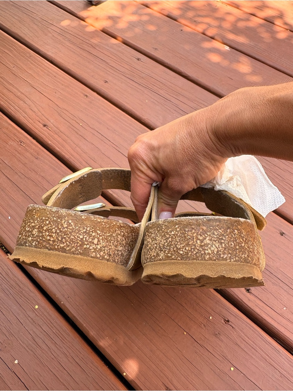 Birkenstock Double Strap Slide Sandals in Tan - Picture 6 of 16